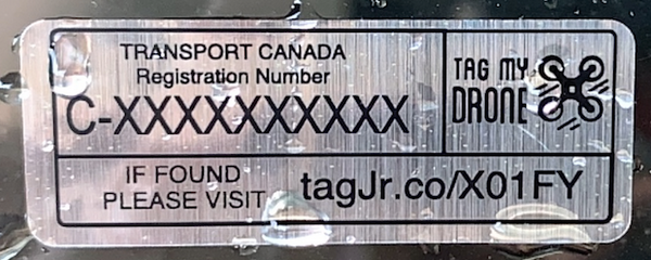 Transport Canada Drone Label | Silver Brushed