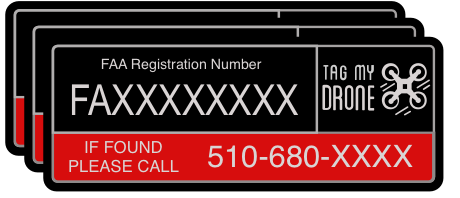FAA Drone Label | Phone Number Black-Red