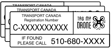Transport Canada Drone Label | Phone Number White