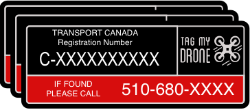 Transport Canada Drone Label | Phone Number Black-Red